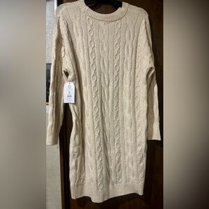 Cream Cable Knit Sweater Dress